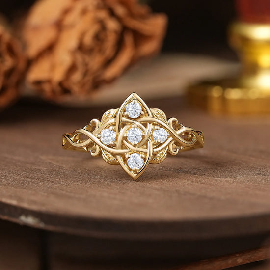 Round Cut Cornflower Sapphire Flower Inspired Twist Band Engagement Ring