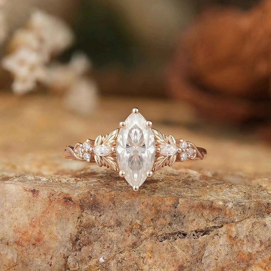 5x10 Unique Marquise Moissanite Ring - Sienna - GemsMagic