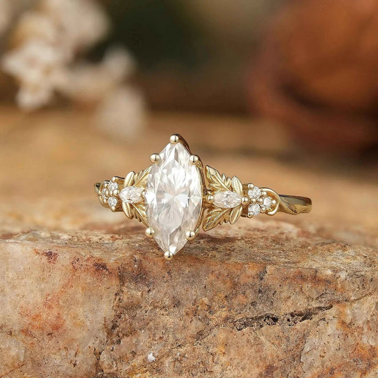 5x10 Unique Marquise Moissanite Ring - Sienna - GemsMagic