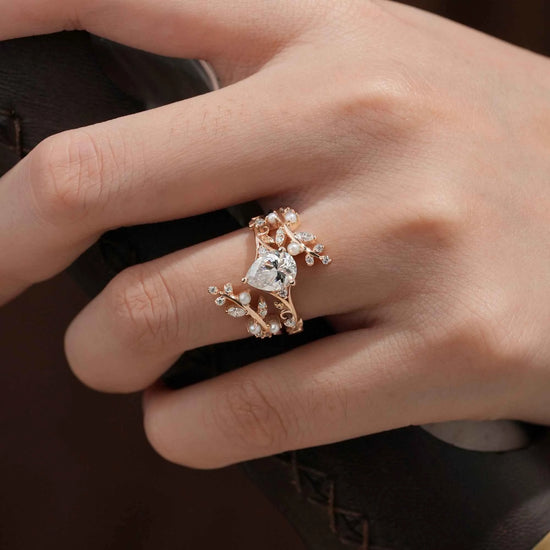 Moissanite & Pearl Ring Set