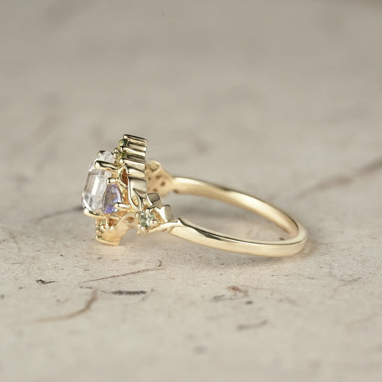 Three-Stone Moissanite Leaf Ring