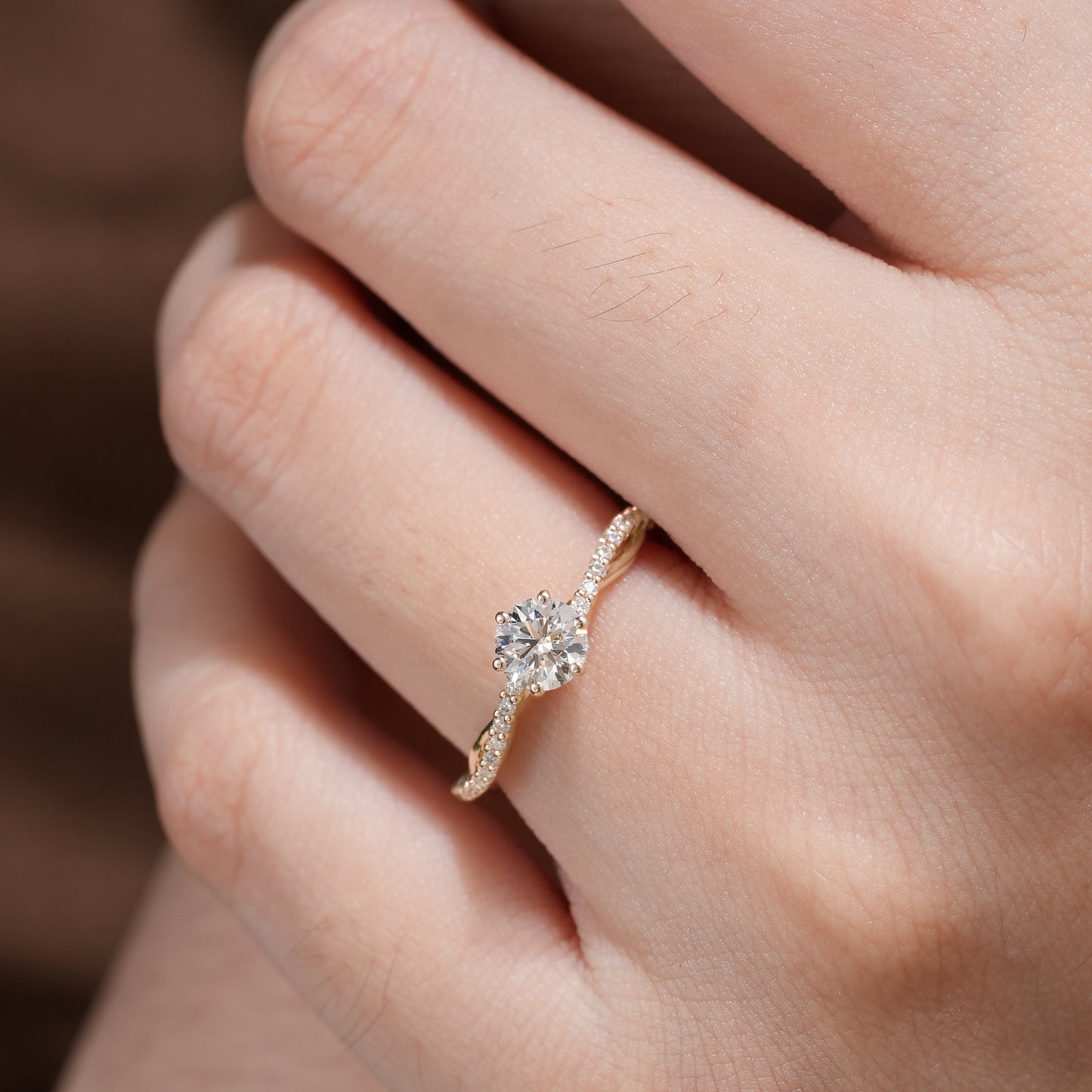 Twist Solitaire Lab Grown Diamond Engagement Ring - Lena