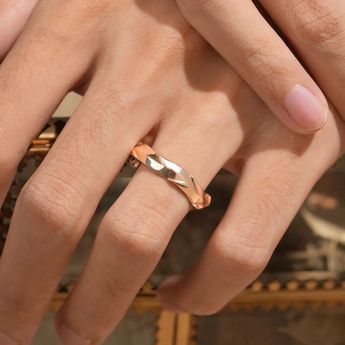 Bold Sculpted Modern Men's Ring 