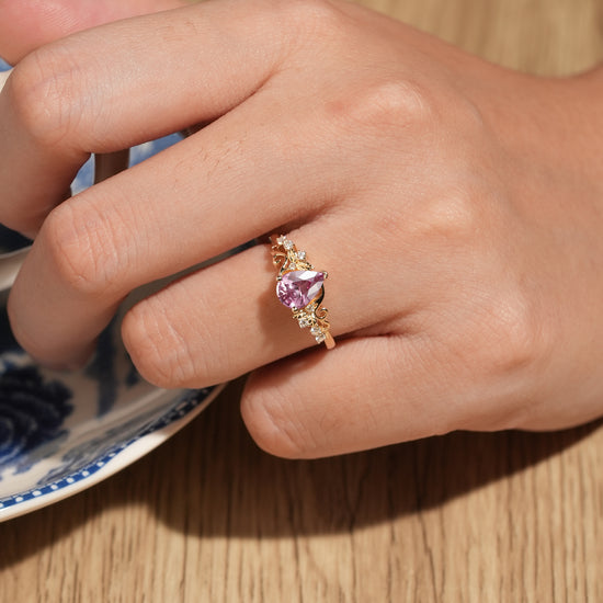 Padparadscha Engagement Ring with Moissanite