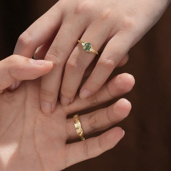 Moss Agate Couple Rings