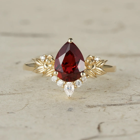 Leaf-Inspired Ruby Ring