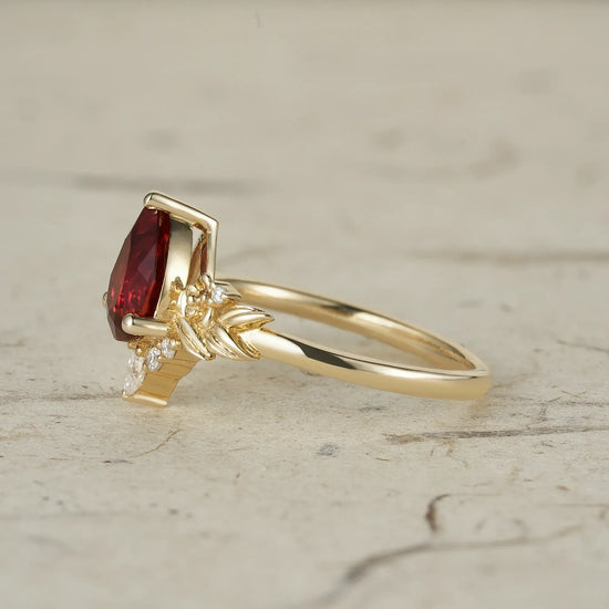 Leaf-Inspired Ruby Ring