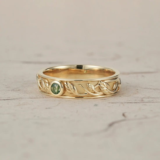 Men's Moss Agate Leaf Band