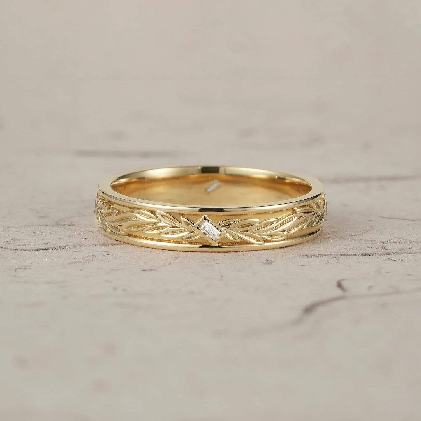 Nature Inspired Baguette cut moissanite Men's Band
