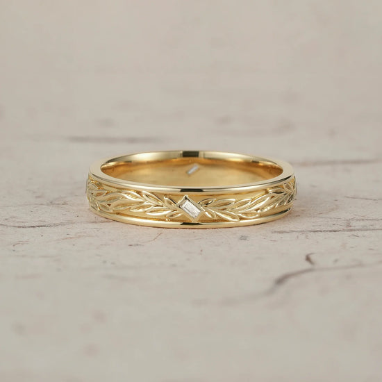 Nature Inspired Baguette cut moissanite Men's Band
