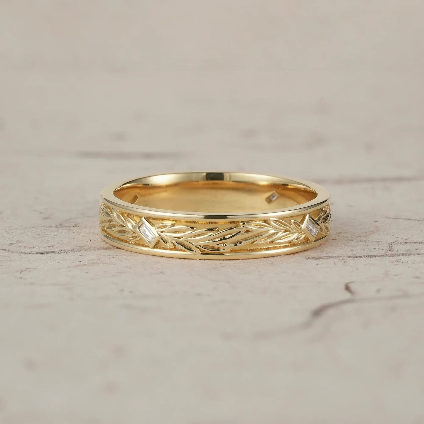 Nature Inspired Baguette cut moissanite Men's Band