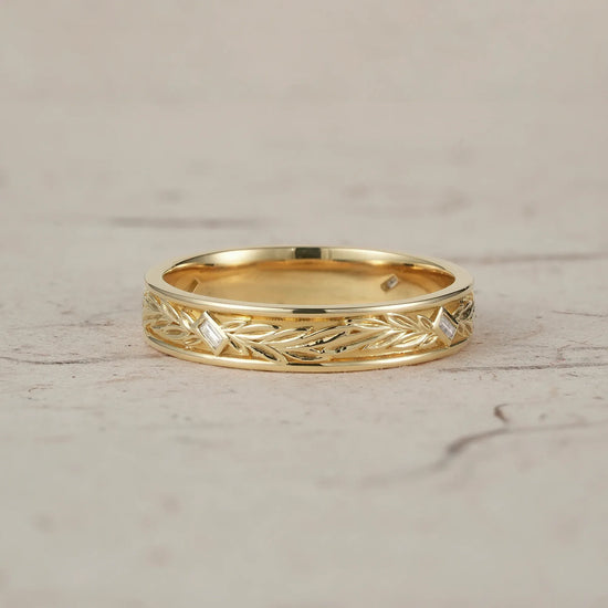 Nature Inspired Baguette cut moissanite Men's Band