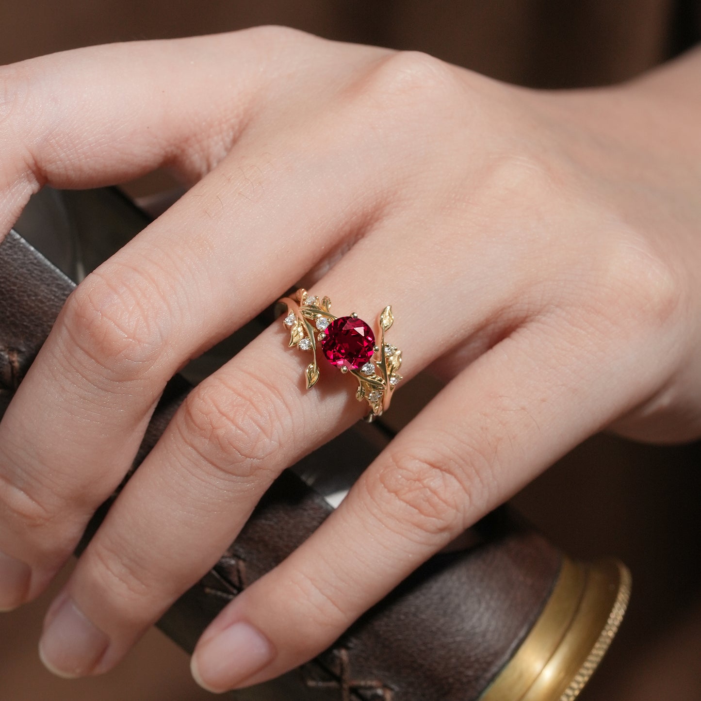 Ruby Enhancer Ring Set with 
Moissanite
