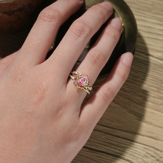 Padparadscha Sapphire Engagement Ring Set