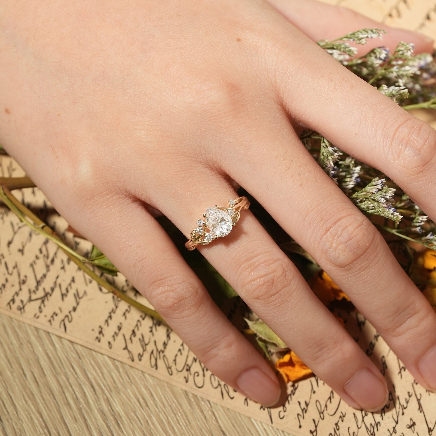 Pear Moissanite Engagement Ring
