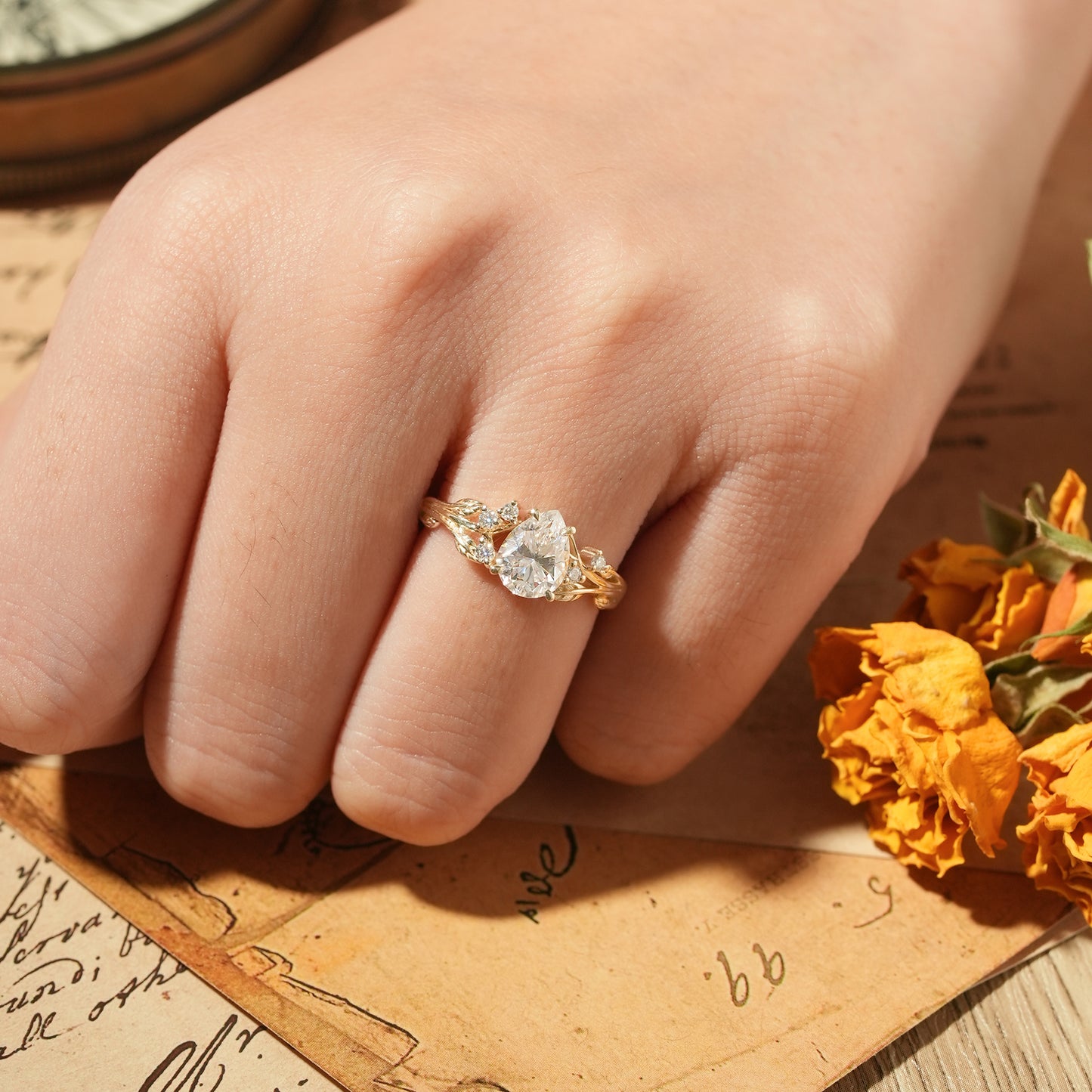 Pear Moissanite Engagement Ring