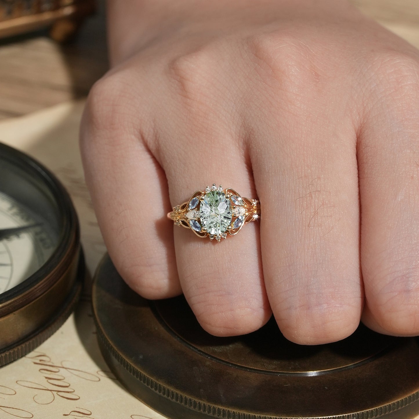 Sparkle Cut Green Sapphire Ring