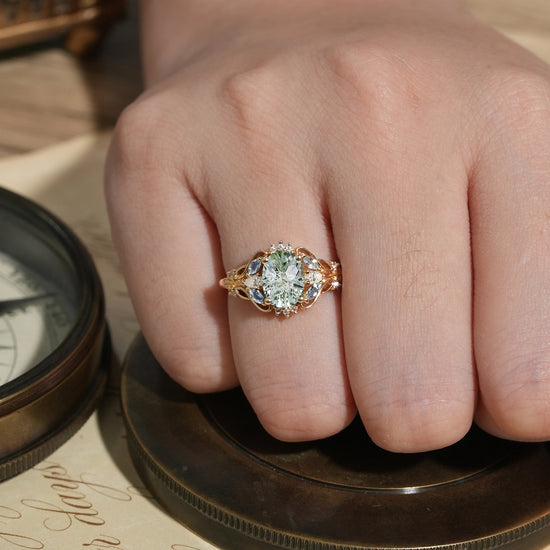 Sparkle Cut Green Sapphire Ring