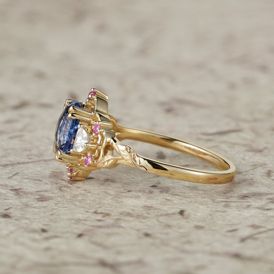 Three-Stones Sparkle Cut Sapphire Engagement Ring