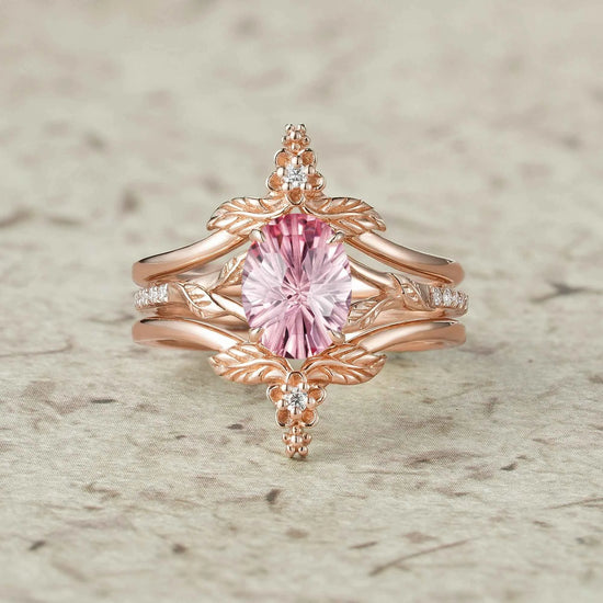 Sparkle Cut Padparadscha Ring Set
