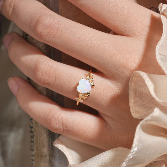 Heart Shaped Opal Engagement Ring