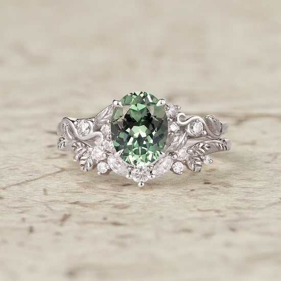 Green Sapphire Bridal Set 2pcs