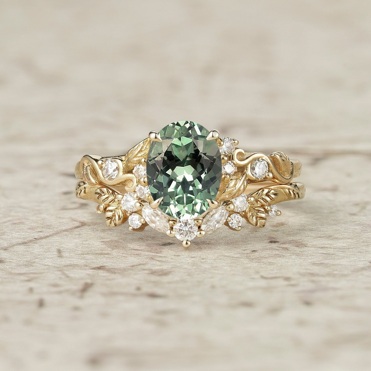 Green Sapphire Bridal Set 2pcs