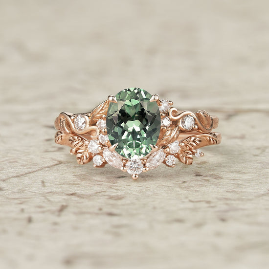 Green Sapphire Bridal Set 2pcs