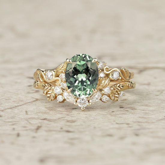 Green Sapphire Bridal Set 2pcs