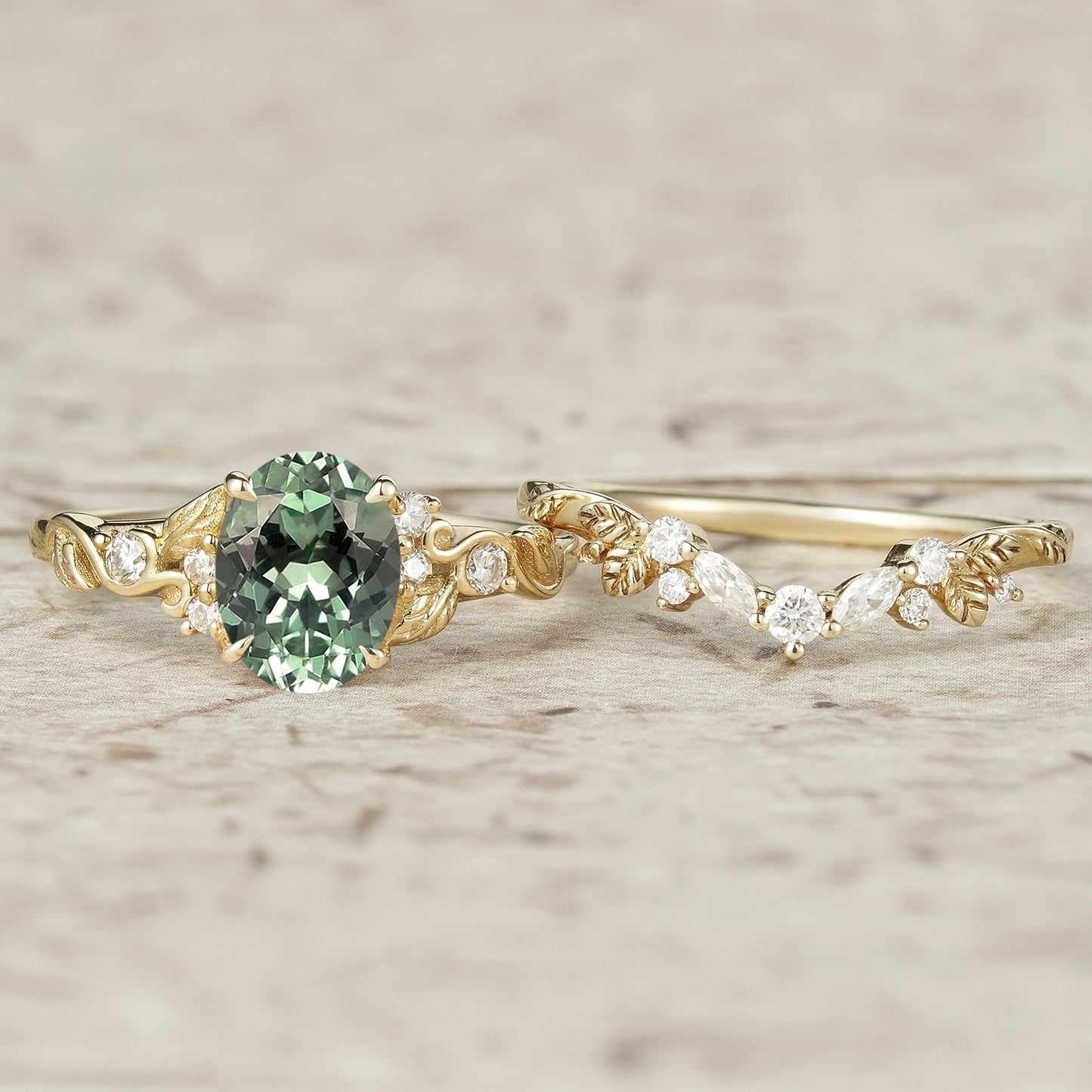 Green Sapphire Bridal Set 2pcs
