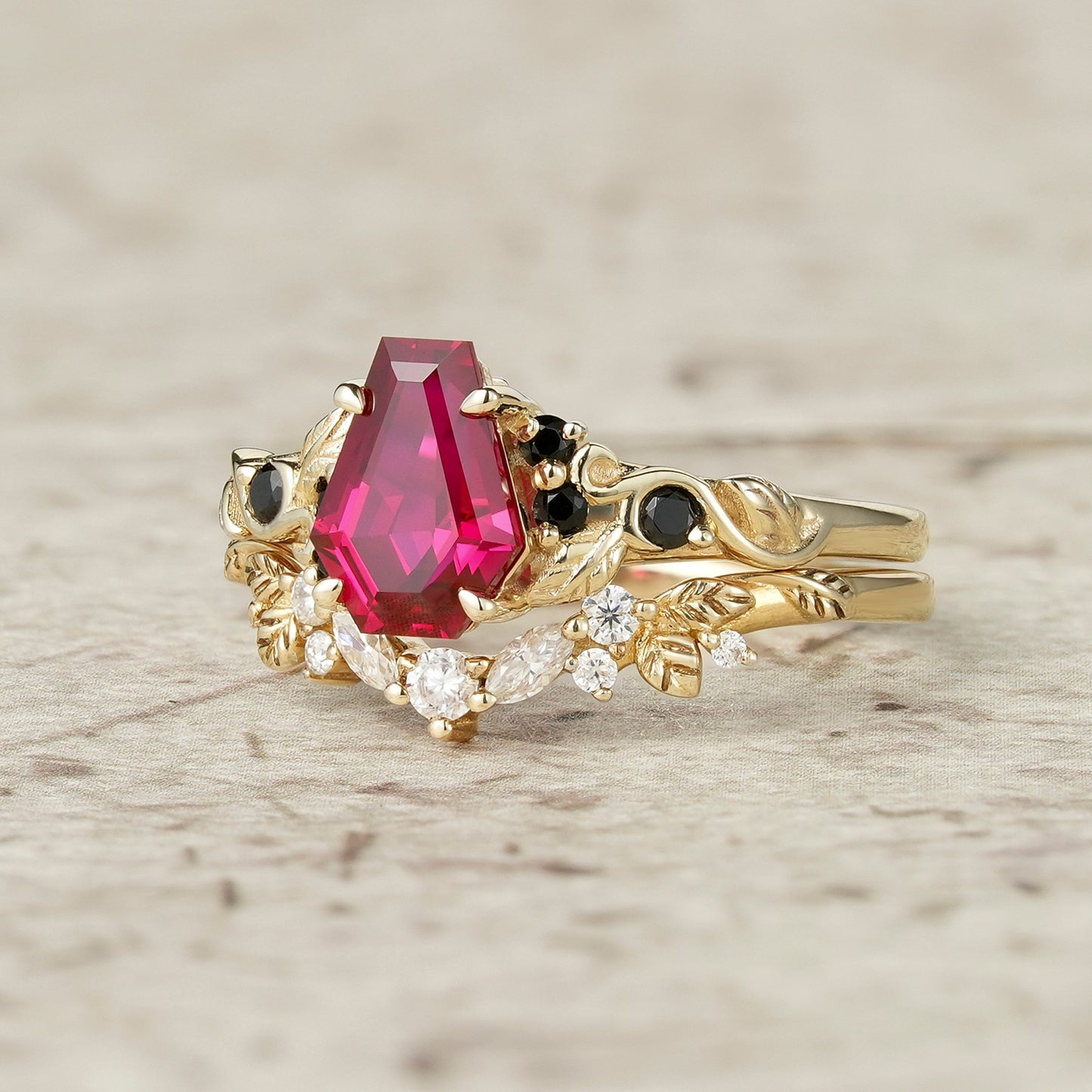 Ruby & Black Onyx Bridal Set 2pcs
