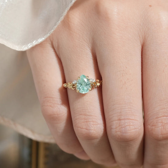 Sparkle Cut Green Sapphire Engagement Ring