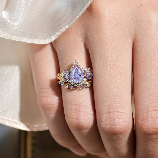 Alexandrite Gold Ring Set 2pcs