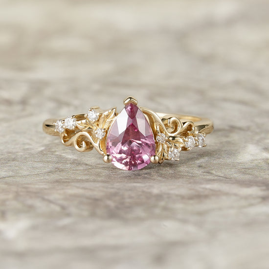 Padparadscha Engagement Ring with Moissanite