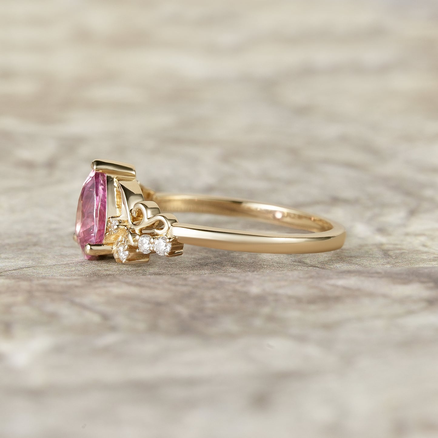 Padparadscha Engagement Ring with Moissanite