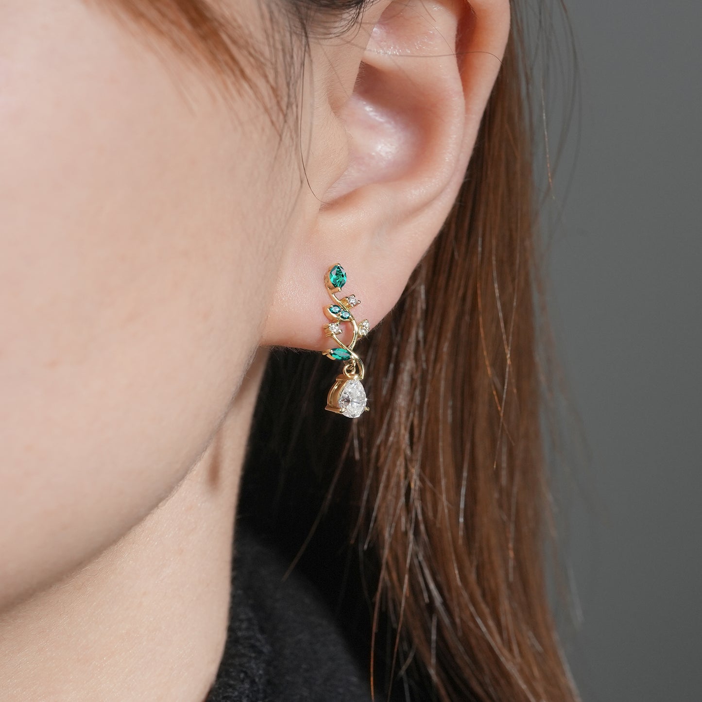 Emerald and Moissanite Earrings