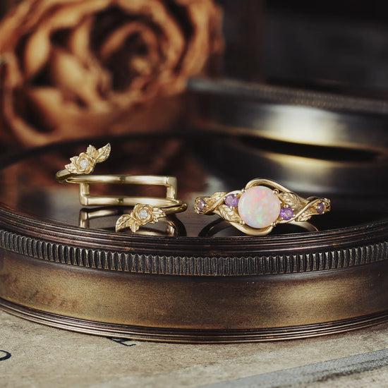 Opal Ring Set with Amethyst