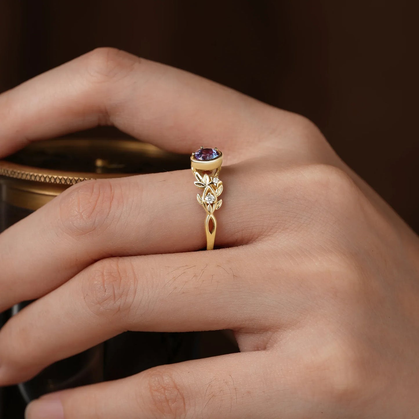 Alexandrite Moon Inspired Ring