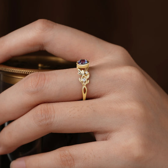 Alexandrite Moon Inspired Ring