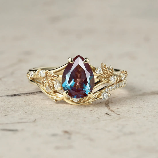 Alexandrite Leaf Bridal Set