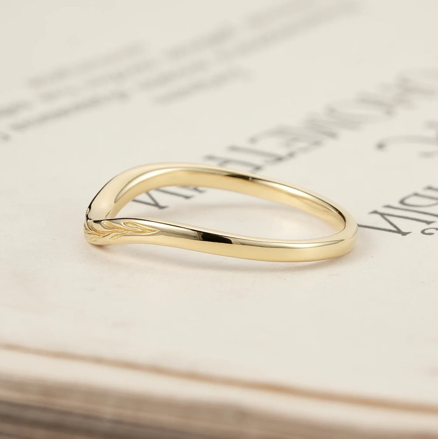 Embossed Leaf Motif Ring