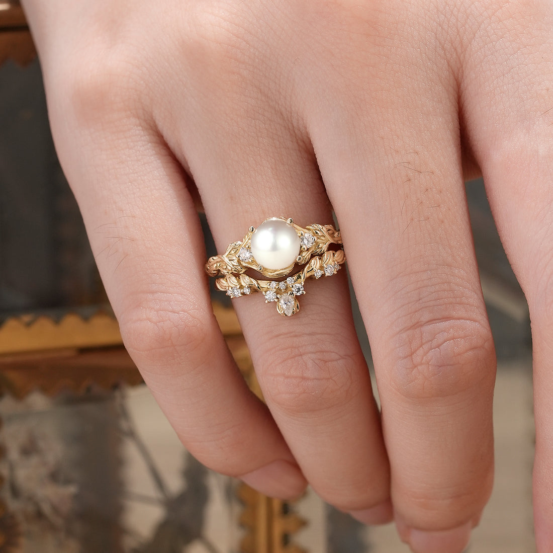rose gold pearl ring