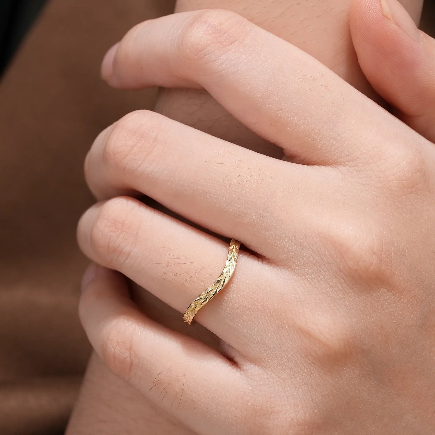 Embossed Leaf Motif Ring