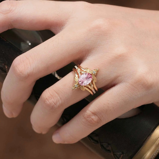 Sparkle Cut Padparadscha Ring Set