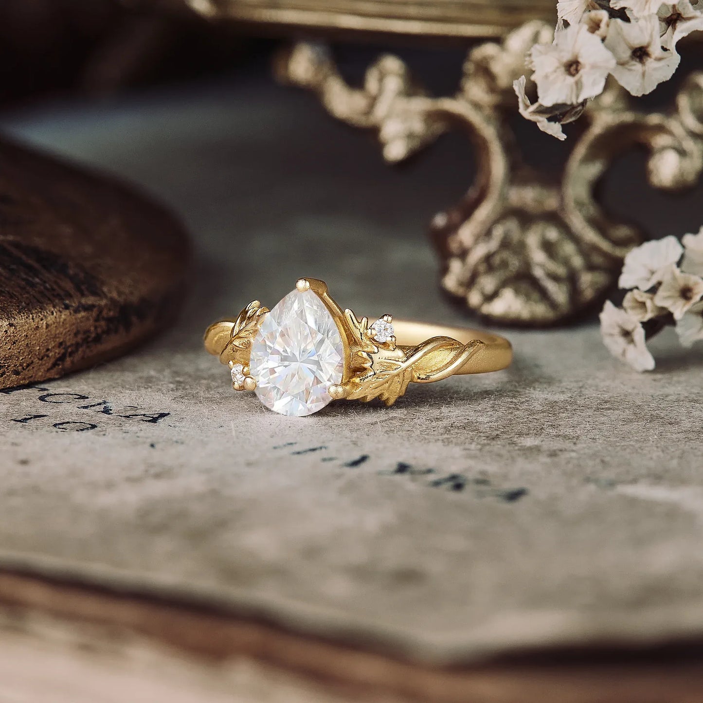 Pear Moissanite Engagement Ring