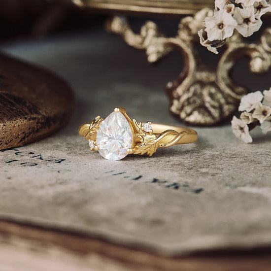 Pear Moissanite Engagement Ring