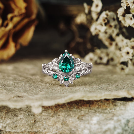 GemsMagic African Violet Inspired Engagement Ring Set 2pcs
