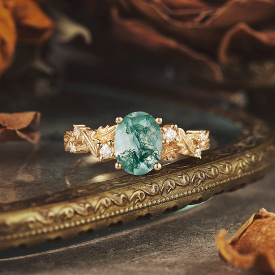 Moss Agate Engagement Ring