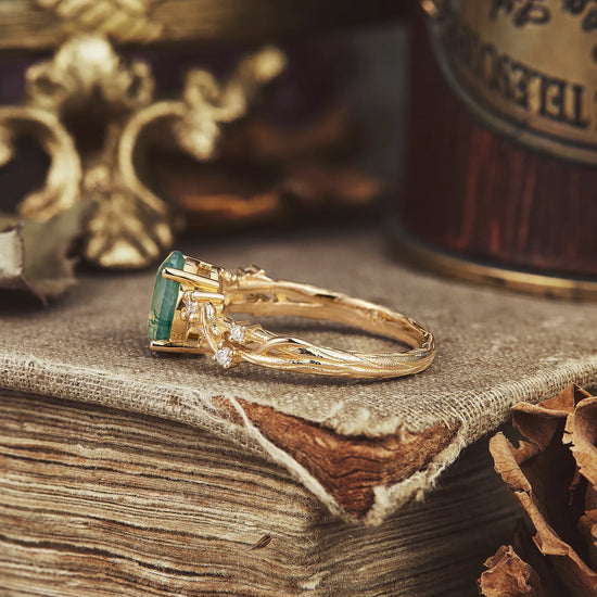 Moss Agate Engagement Ring