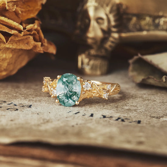 Moss Agate Engagement Ring